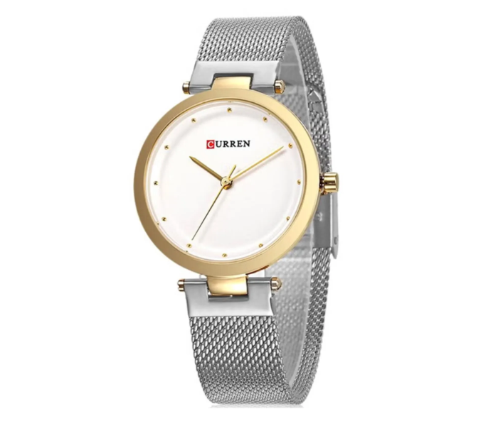 Curren 9005 Quartz Watch Women's Mesh Band - Silver in UAE