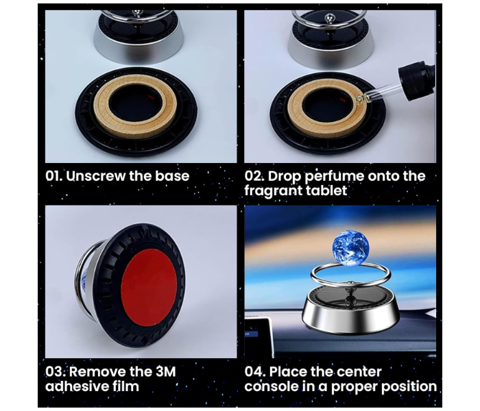 Earth Car Air Freshener Solar Powered Rotating Planet Purifier Interior Autorotation Decor Car Perfume Aromatherapy Diffuser in UAE