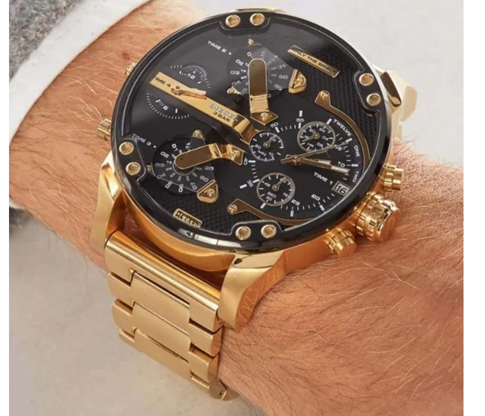 Diesel Men's Mr. Daddy 2.0 Round Shape Stainless Steel Chronograph Wrist Watch 57 mm - Gold - DZ7333 in UAE