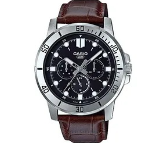 Casio Men's Leather Round Shape Analog Watch Mtp-vd300l-1eudf in UAE