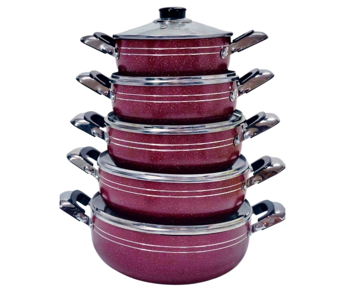 Olympia 10 Pcs Stainless Steel Cookware Set - Red in UAE