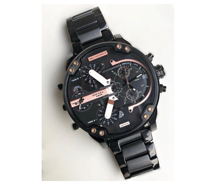Diesel JPN7312RG Men's Mr. Daddy 2.0 Round Shape Stainless Steel Chronograph Wrist Watch 66 mm - Black - DZ731 in UAE