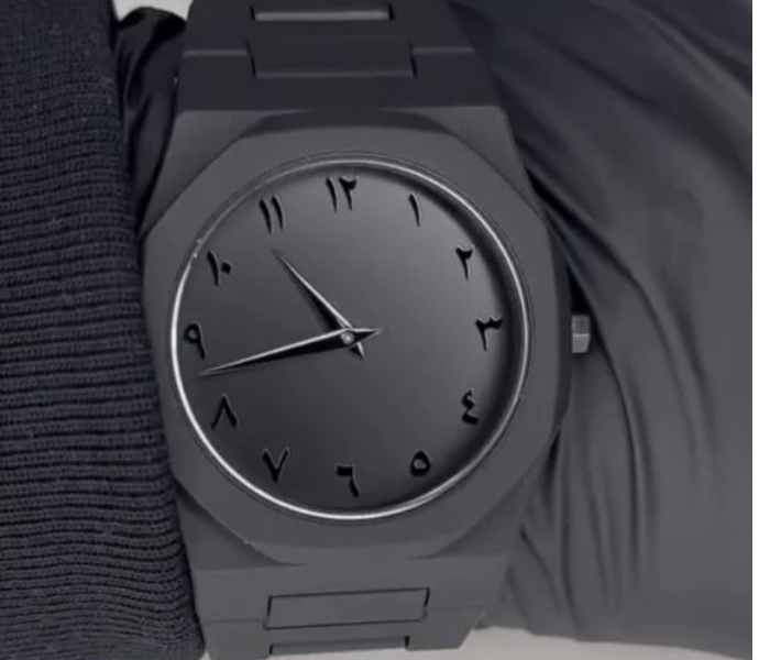 Arabic Aura Men's Watch with Arabic Numerals Matte Black Minimalist Analog Watch | Trending Wristwatch With Octagonal Case in KSA