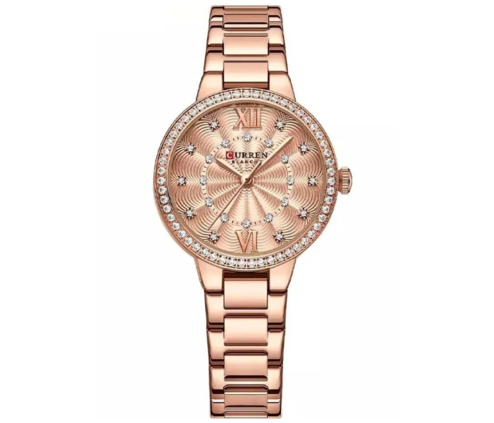 Curren JPN9085RG New Watch for Women, Creative Stainless Steel Bracelet Watch - Pink in UAE