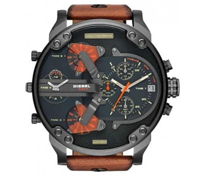 Diesel JPN7332BS Mr. Daddy Round Shape Leather Band Chronograph Wrist Watch 57 mm - Brown in UAE