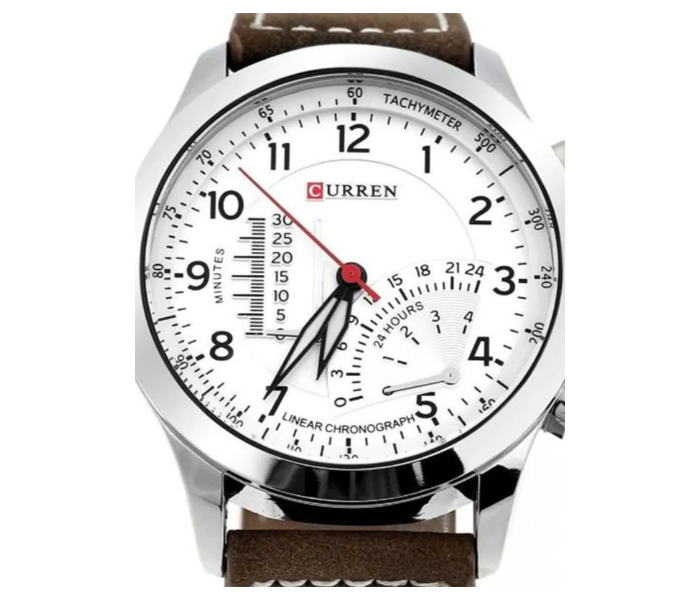 Curren JPA2117 8152 Leather Band Analog Watch For Men, Silver in UAE