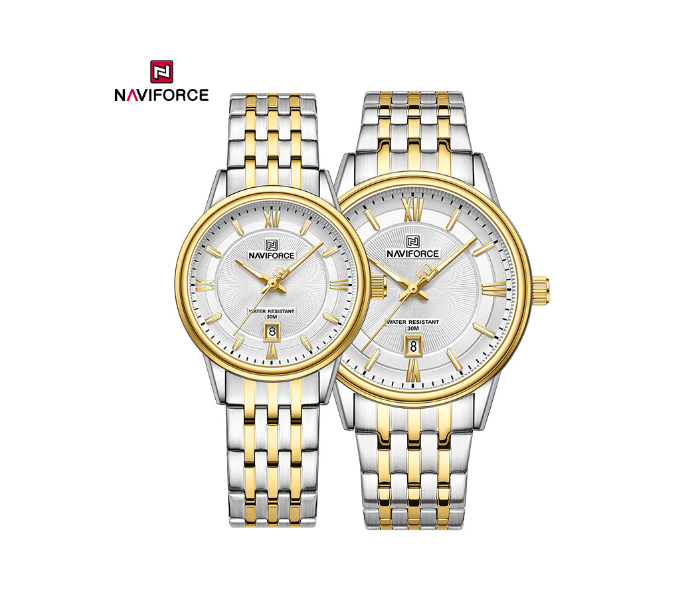 Naviforce NF8040 Classic Exquisite High Quality Romantic Gift Stainless Steel Couple Watches GSGW in KSA