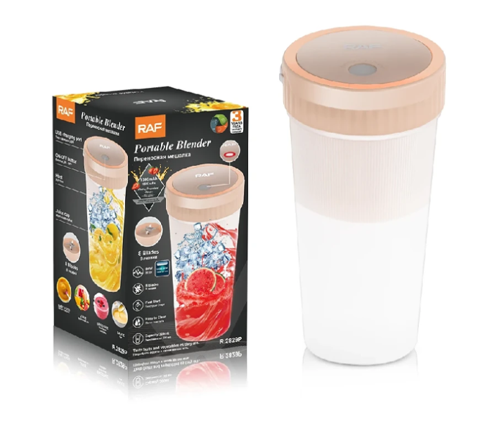 RAF Portable USB Blender – 6 Blades, Rechargeable, 500ml Travel Juicer Cup for Smoothies in UAE