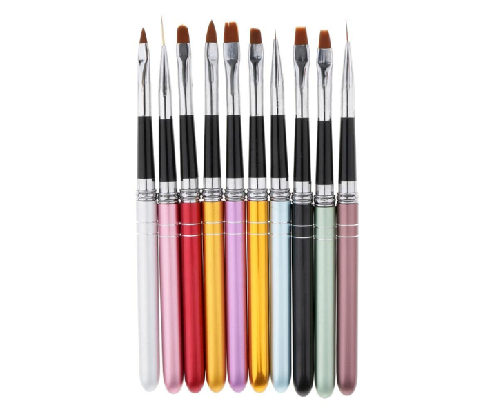 10-Piece Color Handle Nail Art Brush Set | Fine Detail Brushes for Acrylic & Gel Design in UAE