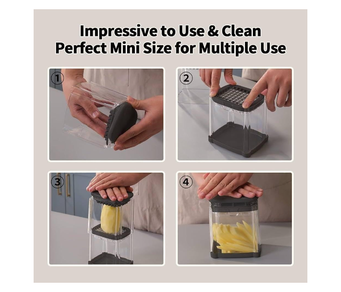 DLC Multifunctional Vegetable Cutter with 4 Interchangeable Blades – Potato, Onion & Fruit Chopper with Fry & Wedge Blades – Easy Push Manual Food Dicer, BPA-Free 36355 in KSA