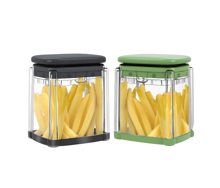 DLC Multifunctional Vegetable Cutter with 4 Interchangeable Blades – Potato, Onion & Fruit Chopper with Fry & Wedge Blades – Easy Push Manual Food Dicer, BPA-Free 36355 in KSA