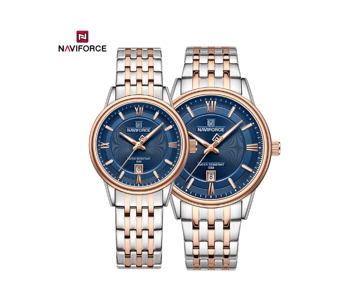 Naviforce NF8040 Classic Exquisite High Quality Romantic Gift Stainless Steel Couple Watches GSGRBE in KSA