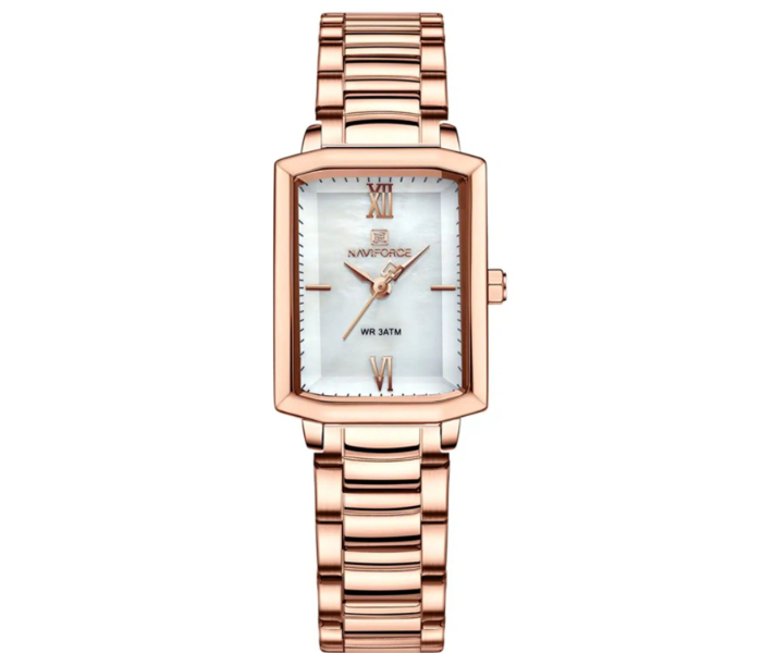 Naviforce Women’s Rose Gold Watch – Rectangular Dial, Stainless Steel, Elegant Design NF5039 in UAE
