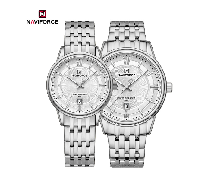 Naviforce NF8040 Classic Exquisite High Quality Romantic Gift Stainless Steel Couple Watches GSWS in KSA