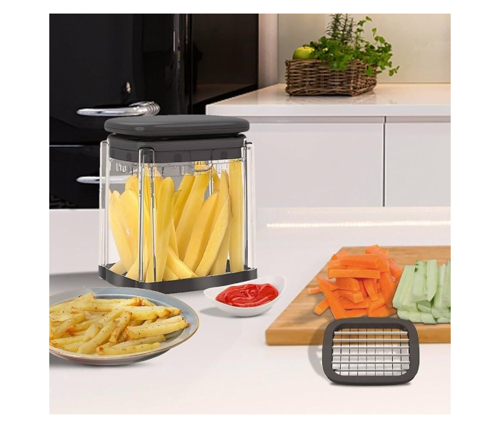 DLC Multifunctional Vegetable Cutter with 4 Interchangeable Blades – Potato, Onion & Fruit Chopper with Fry & Wedge Blades – Easy Push Manual Food Dicer, BPA-Free 36355 in KSA