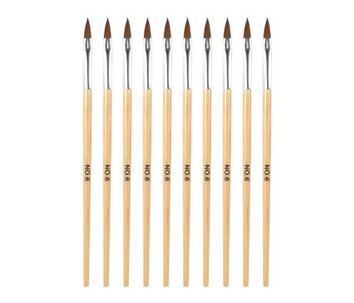 Professional Nail Art Brush Set No.6 – 10 Pcs | Fine Tip Acrylic & Gel Nail Brushes in UAE