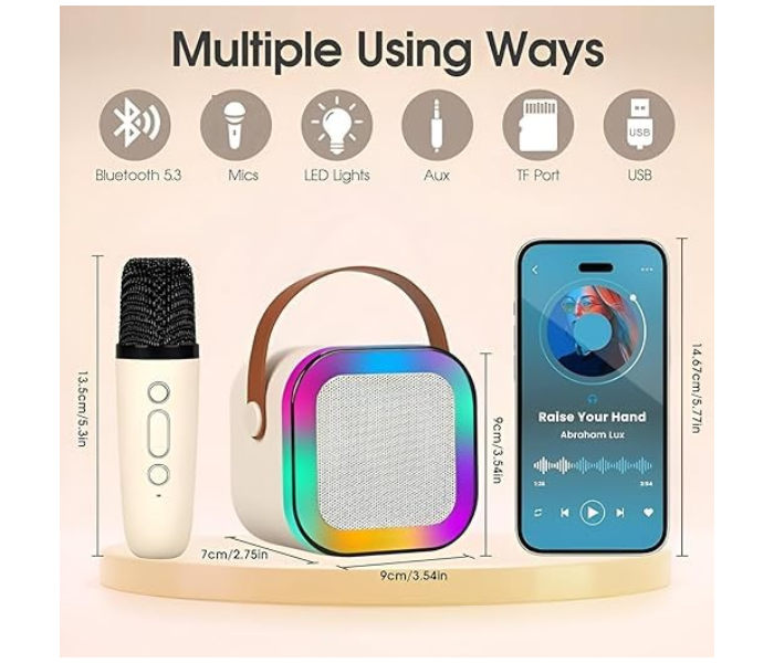 K12 Portable Karaoke Machine with 1 Wireless Mic – Bluetooth 5.3 Rechargeable PA Speaker System with RGB Lights – Home Party & Outdoor Use in KSA