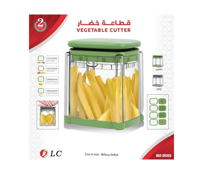 DLC Multifunctional Vegetable Cutter with 4 Interchangeable Blades – Potato, Onion & Fruit Chopper with Fry & Wedge Blades – Easy Push Manual Food Dicer, BPA-Free 36355 in KSA