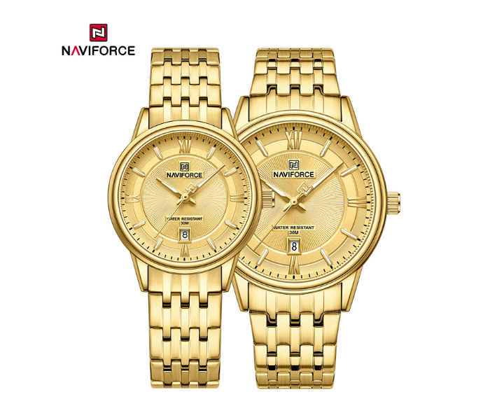 Naviforce NF8040 Classic Exquisite High Quality Romantic Gift Stainless Steel Couple Watches GGG in KSA
