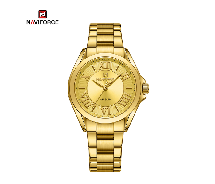 Naviforce NF5037 Modern Design Quartz Simple Fashion Waterproof Wristwatch Stainless Steel Band Girls Clock GG in KSA