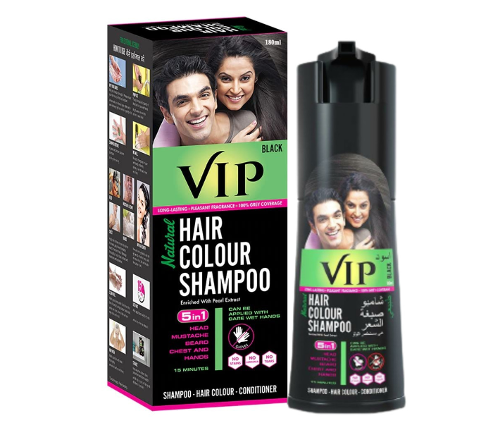 VIP Hair Color Shampoo 180ml Black – Instant Hair Coloring Shampoo in UAE
