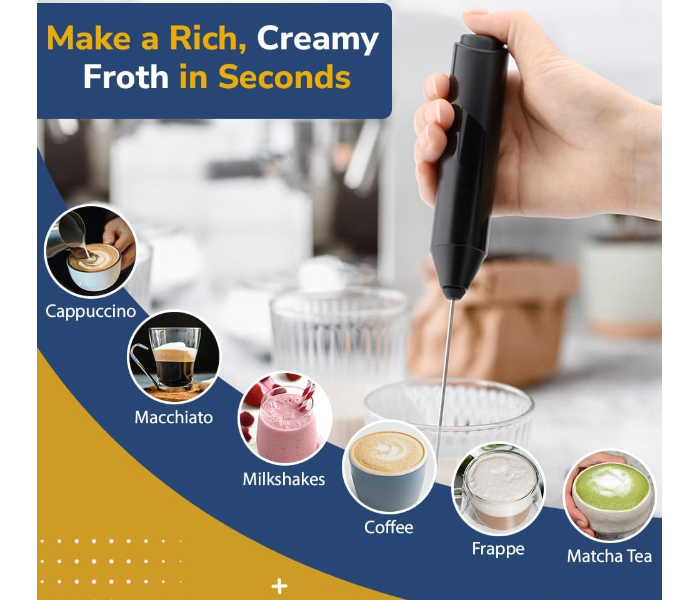 Olsenmark OMMF7045 Rechargeable Milk Frother – 3 Mixing Modes, High-Speed Whisk, Black in KSA