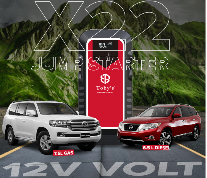 Toby’s X22 Car Jump Starter – 12V 16000mAh Battery Booster for 7.5L Gas & 6.5L Diesel Engines in UAE