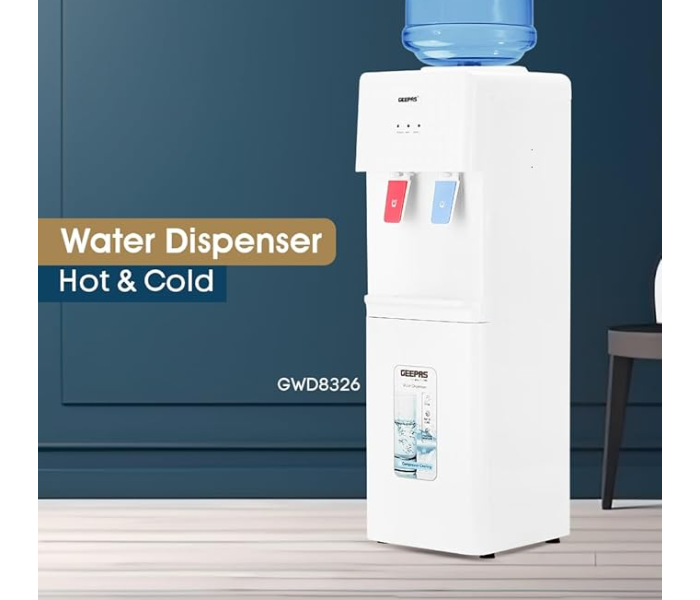 Geepas Hot & Cold Water Dispenser GWD8326 – Dual Temperature, Sleek Design, Energy Efficient, Ideal for Home & Office in KSA