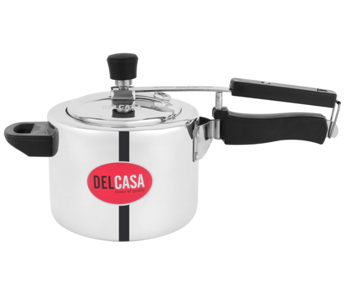 Delcasa DC3337 Aluminium Pressure Cooker 5L – Durable Silver Cooking Pot with Safety Valve & Strong Handles in KSA