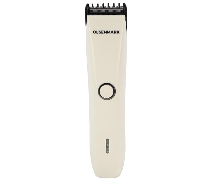 Olsenmark OMTR4112 Rechargeable Hair & Beard Trimmer – Ni-Cd Battery, Stainless Steel Blade, White, 1hr Use in KSA
