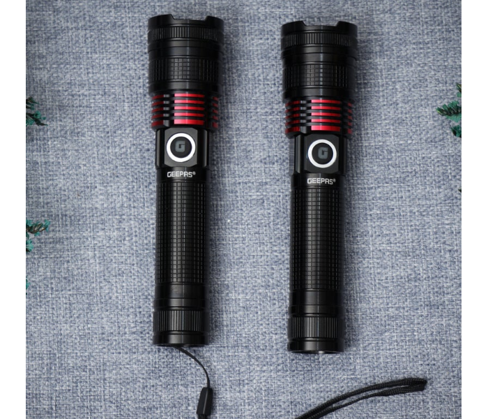 Geepas GFL4667 Rechargeable LED Flashlight – Portable, Bright & Durable Lighting Device in KSA