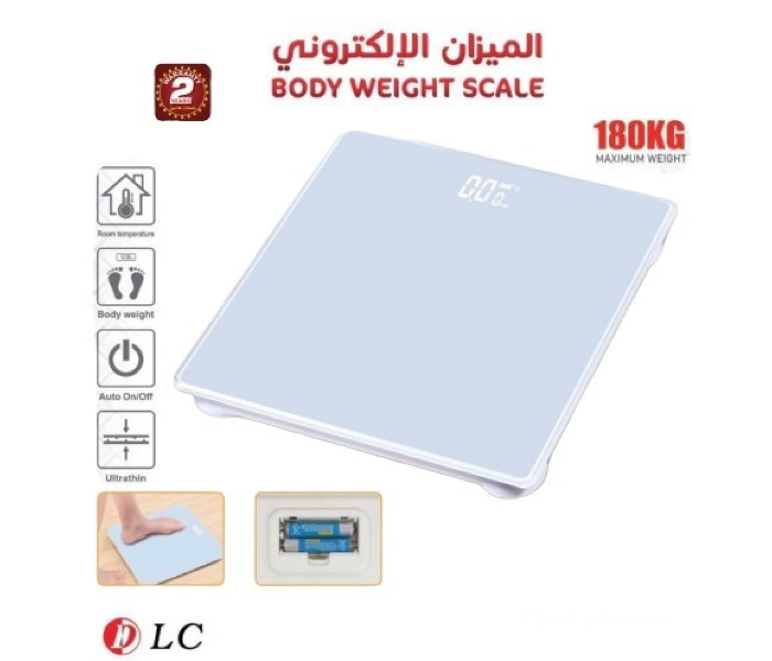 DLC Digital Body Weight Scale 180KG Capacity – Ultra-Thin Electronic Bathroom Scale with LED Display, Auto On/Off, Room Temperature Display, High Accuracy, KG/LB Units in KSA