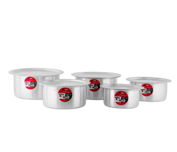 Delcasa DC2680 5-Piece Flat Bottom Tope Set – Durable Stainless Steel Cooking Pots with Lids in KSA