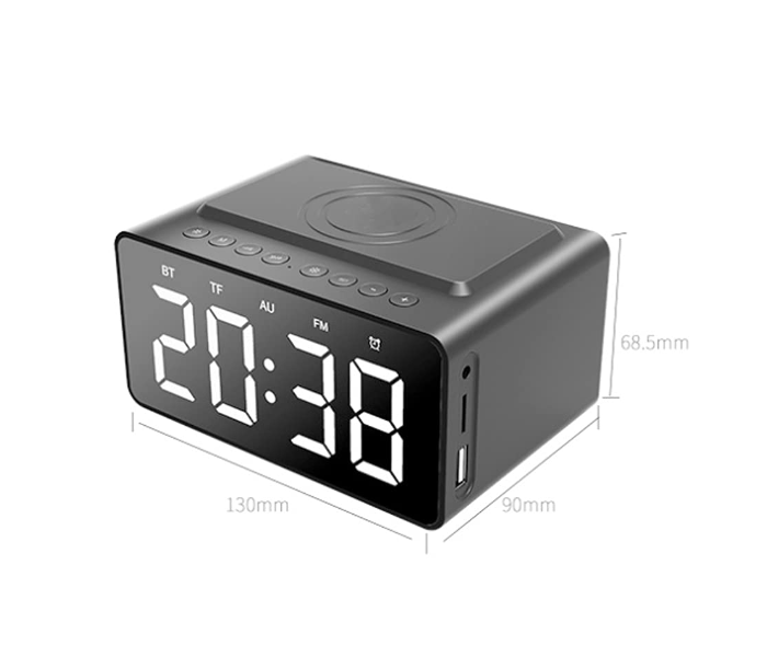 DLC 32906 Digital Alarm Clock with Mirror, Bluetooth Speaker, and Aux-in in KSA