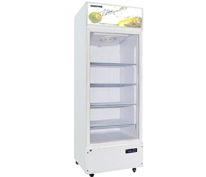 Geepas Fan Cooling No-Frost Showcase Chiller GSC4502RN – Energy Efficient, LED Lighting, Adjustable Shelves, Durable Design in KSA