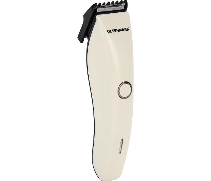Olsenmark OMTR4112 Rechargeable Hair & Beard Trimmer – Ni-Cd Battery, Stainless Steel Blade, White, 1hr Use in KSA
