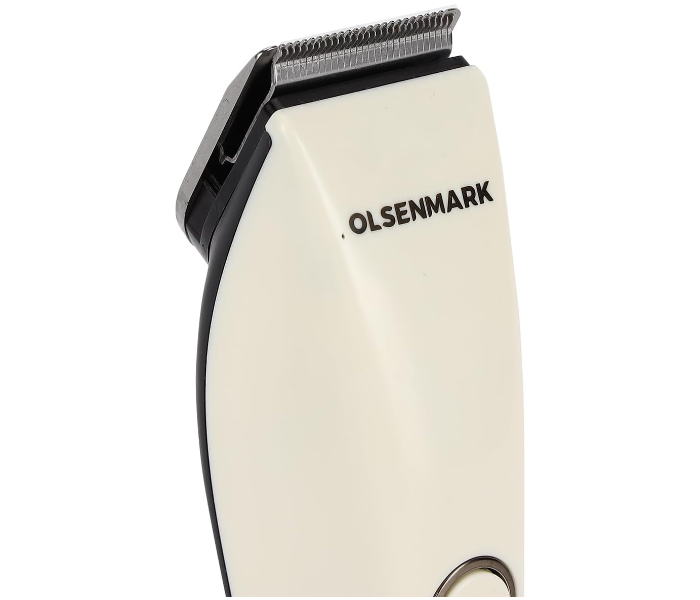 Olsenmark OMTR4112 Rechargeable Hair & Beard Trimmer – Ni-Cd Battery, Stainless Steel Blade, White, 1hr Use in KSA
