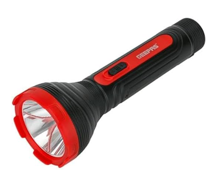 Geepas GFL51090 Rechargeable LED Torchlight – Bright Cool White Light, Portable LED Flashlight in KSA