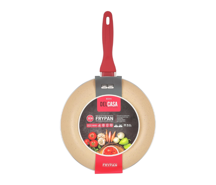Delcasa DC3414 Non-Stick Frypan 30cm – Durable Aluminium Pan with Easy-Clean Coating, White/Red in KSA