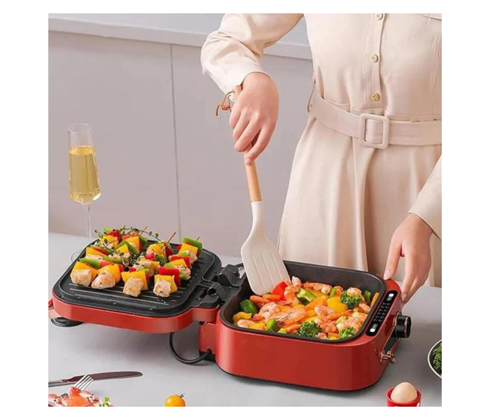 Denx Multi-function Electric Hot Pot Grill 2,5L - 1800W, DX3421 Red in KSA