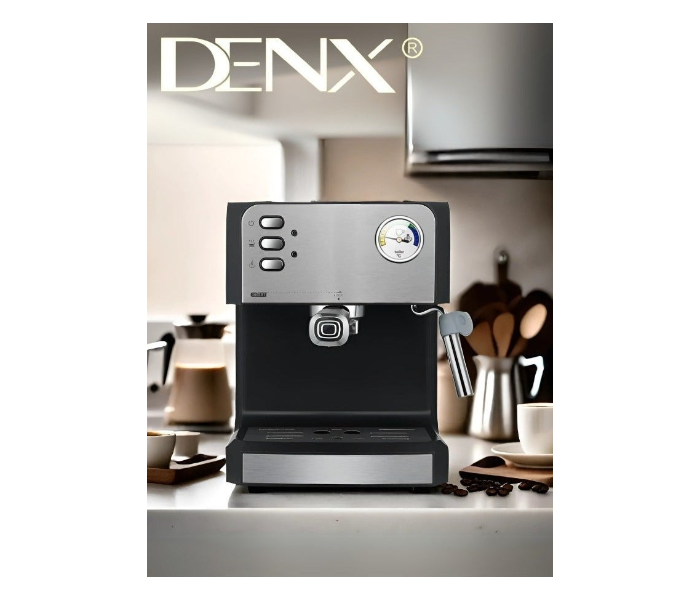 DENX Espresso Coffee Machine 850W with Milk Frother, 1.6L Water Tank, Dual Stainless Steel Filter, Steam Wand, Professional Barista Cappuccino & Latte Maker, Compact Home Coffee Maker DX2093 in KSA