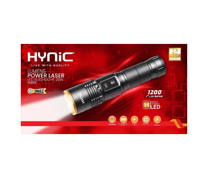 HL893 Lumens Mega Power Laser Flashlight 20W | 4000mAh Lithium Battery | 700m Distance Beam in KSA