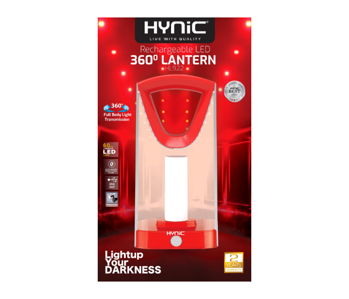 HYNiC HL922 Rechargeable LED Lantern – 60 Ultra-Bright LEDs, 4000 mAh Battery, Durable ABS Housing, Type-C USB Charging, Power Indicator – Portable for Camping, Emergency & Outdoor Use in KSA