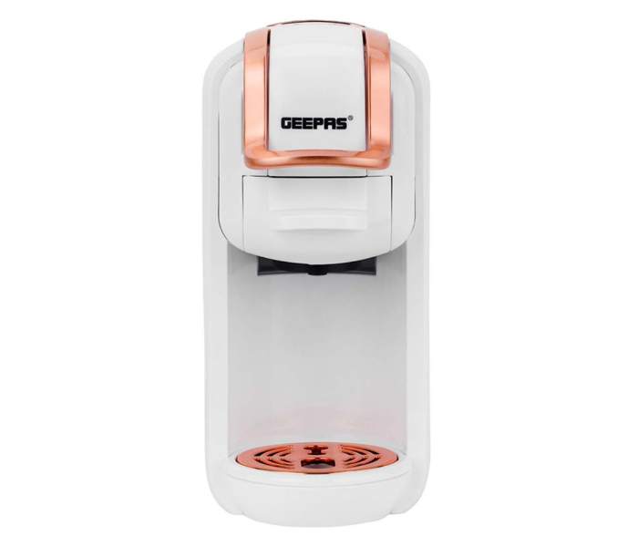 Geepas GCM41526-WT 4-in-1 Capsule Coffee Machine, Fast Heating, 0.6L Tank – White/Rose Gold in KSA