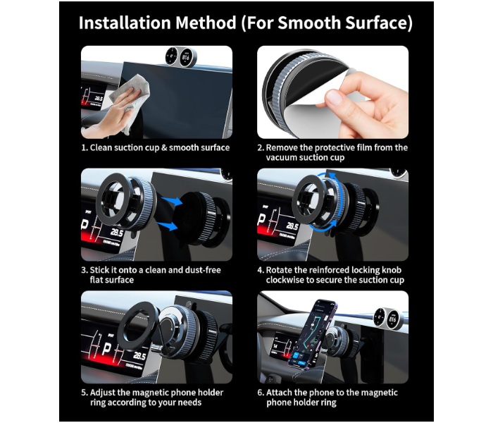 Magnetic Phone Stand for Car 360 Degree Rotatable Phone Holder for MagSafe Strong Magnet Foldable Car Mount with Suction Cup in UAE