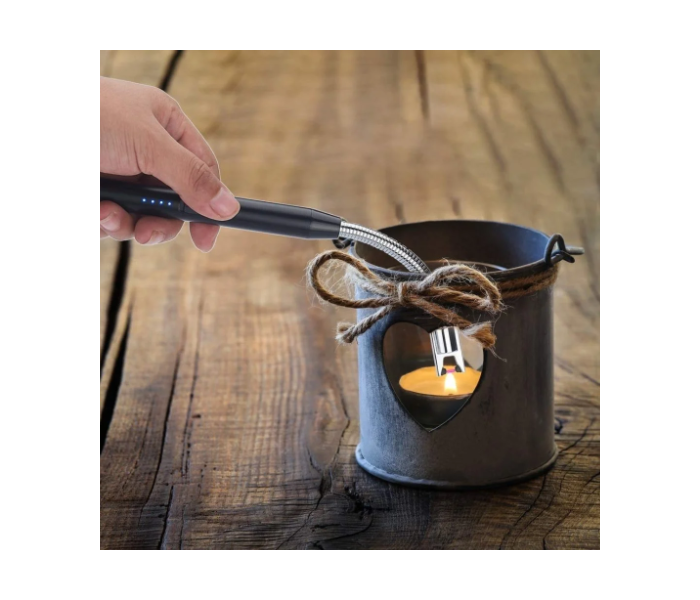 Electric Lighter USB-C Rechargeable with Safety Switch, Windproof Flameless Electronic Long Lighter for Candles, Grill, BBQ, Gas Stove, kitchen, Camping in KSA