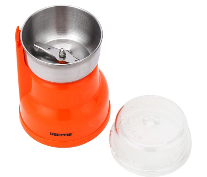 Geepas GCG41018 Coffee Grinder with Powerful 150W Motor, Durable Jar & Blade – Orange in KSA