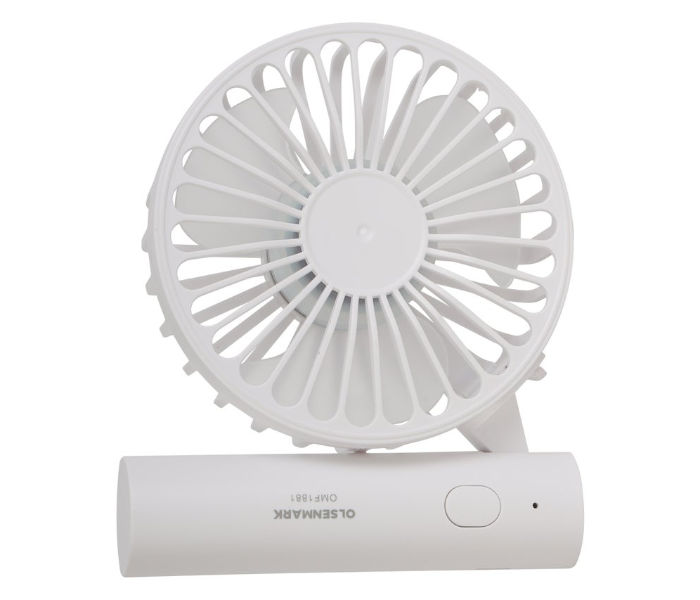 Olsenmark Rechargeable Portable Fan OMF1881 – 3 Speed, Foldable, Long Runtime, Handy Design, Indoor/Outdoor Use, White in KSA