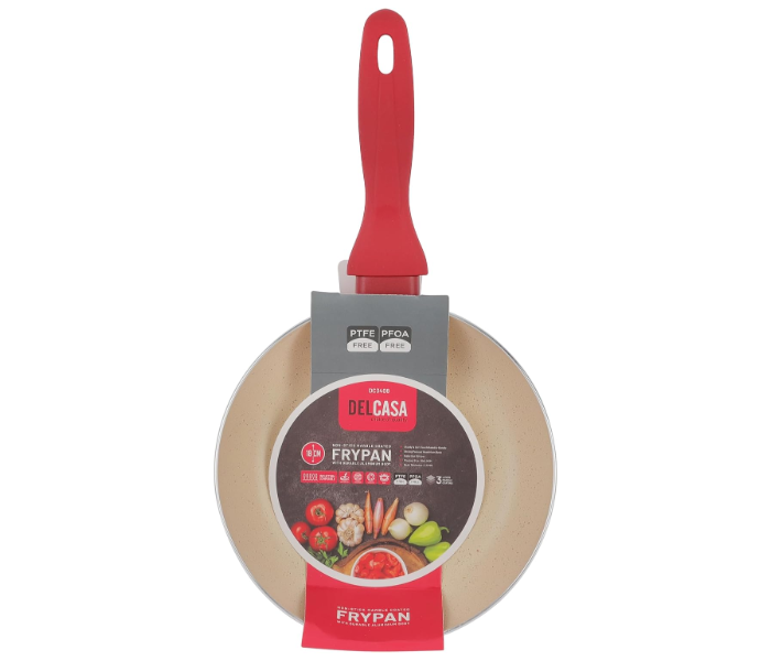 Delcasa DC3408 Non-Stick Frypan 18cm – Durable Aluminium Pan with Easy-Clean Coating, Off White/Red in KSA