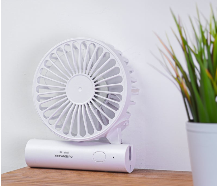 Olsenmark Rechargeable Portable Fan OMF1881 – 3 Speed, Foldable, Long Runtime, Handy Design, Indoor/Outdoor Use, White in KSA